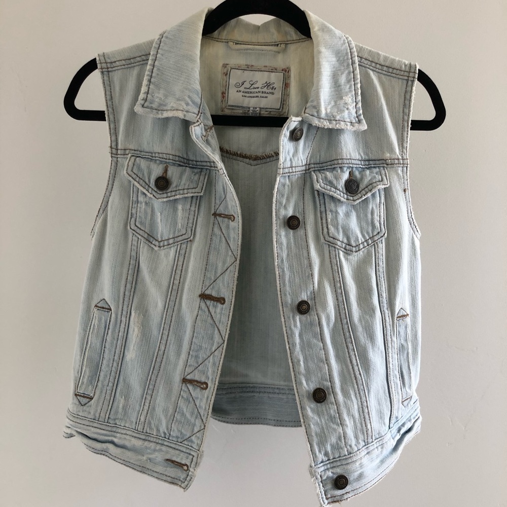 Distressed Denim Vest